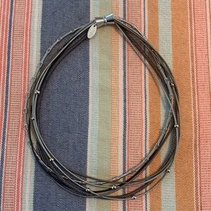 Sea Lily Mixed Metals Silk Infused Wire Spring Magnetic Closure Necklace